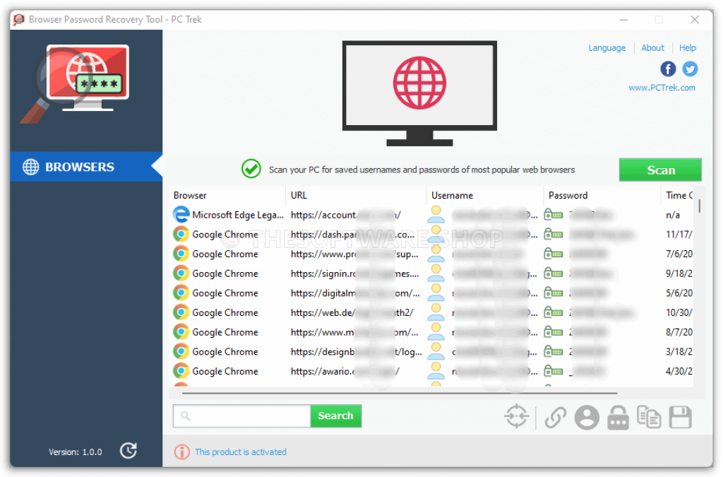 Browser Password Recovery Tool - Screenshot