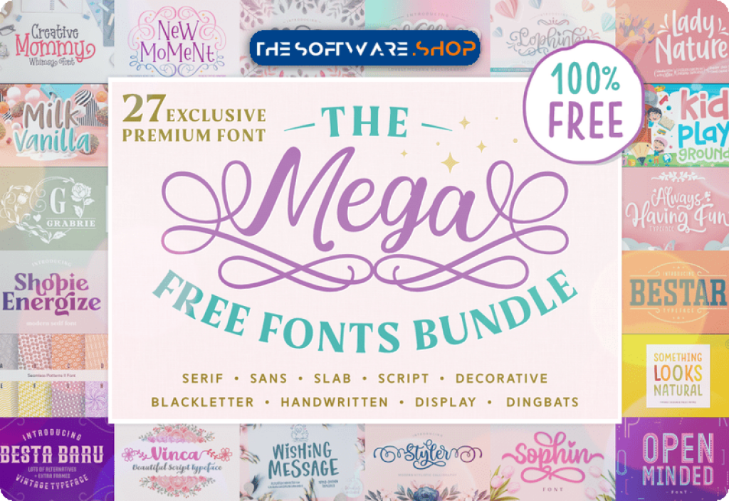 Creative Fabrica The Mega Free Fonts Bundle Giveaway