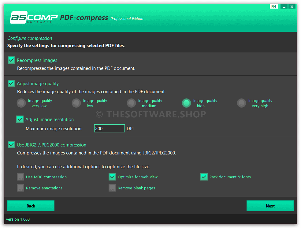 ASCOMP PDF-Compress Professional - Confogure Compression