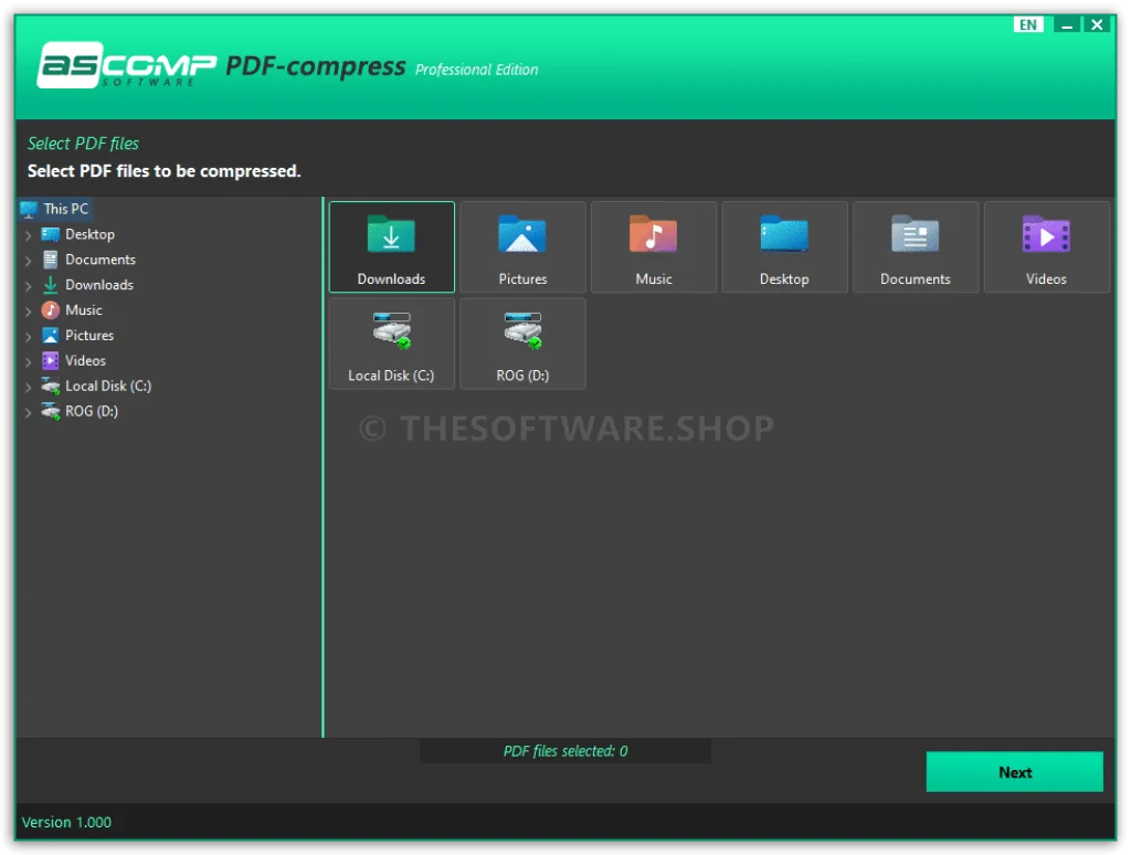 ASCOMP PDF-Compress Professional - Screenshot