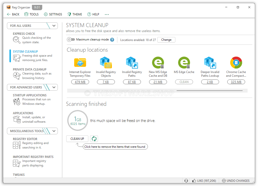Reg Organizer 9 Pro Screenshot - System Cleanup