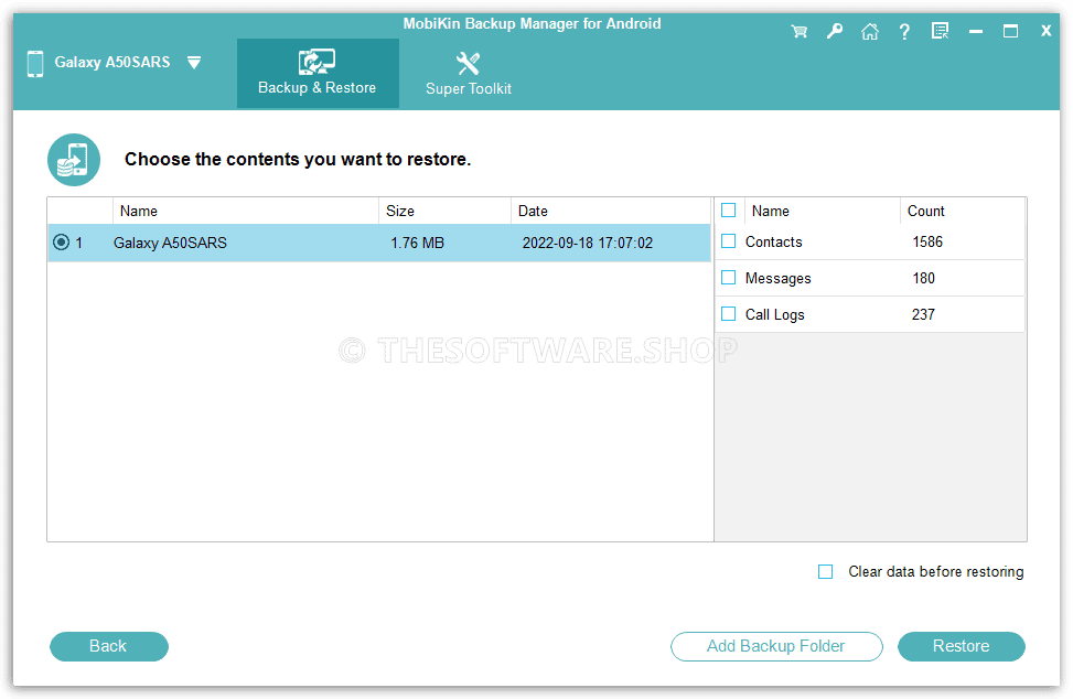 MobiKin Backup Manager for Android for Windows - Data Restore