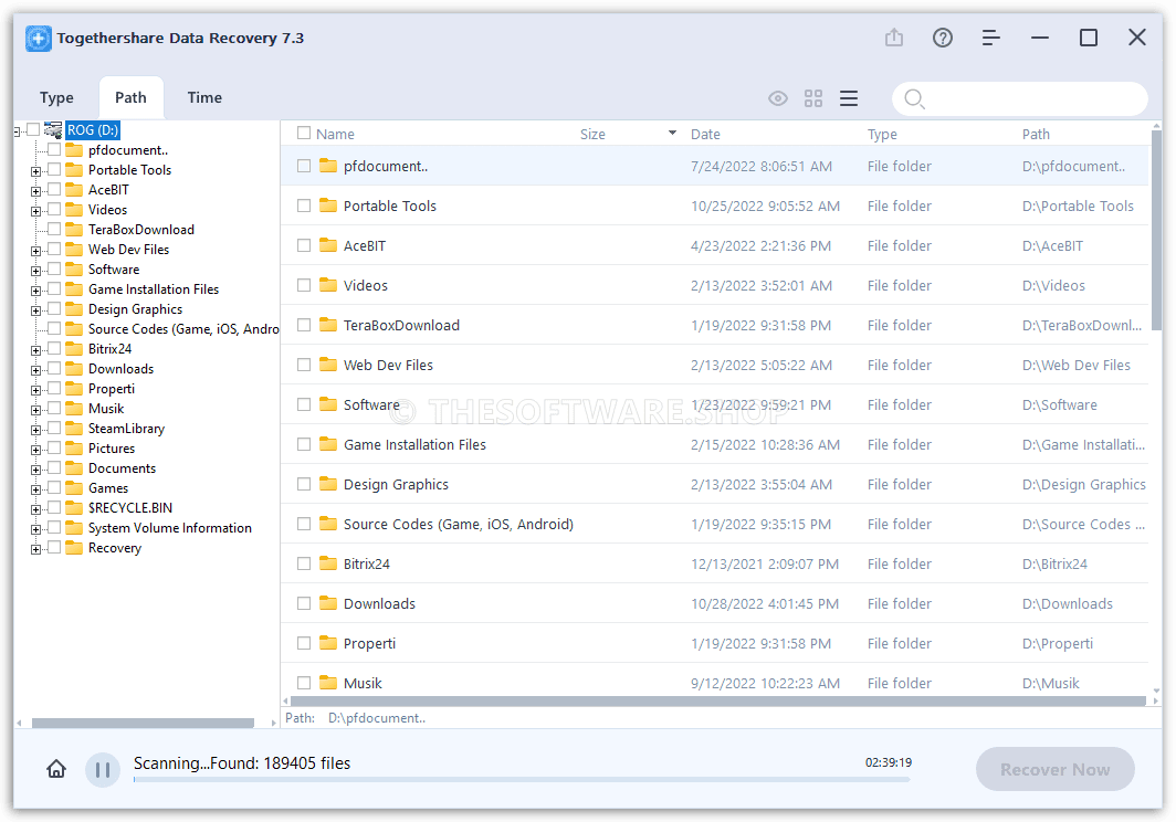 TogetherShare Data Recovery Pro Screenshot - Result by Path