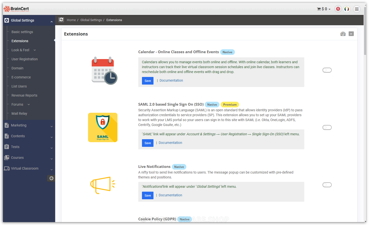 BrainCert Intergration Extensions