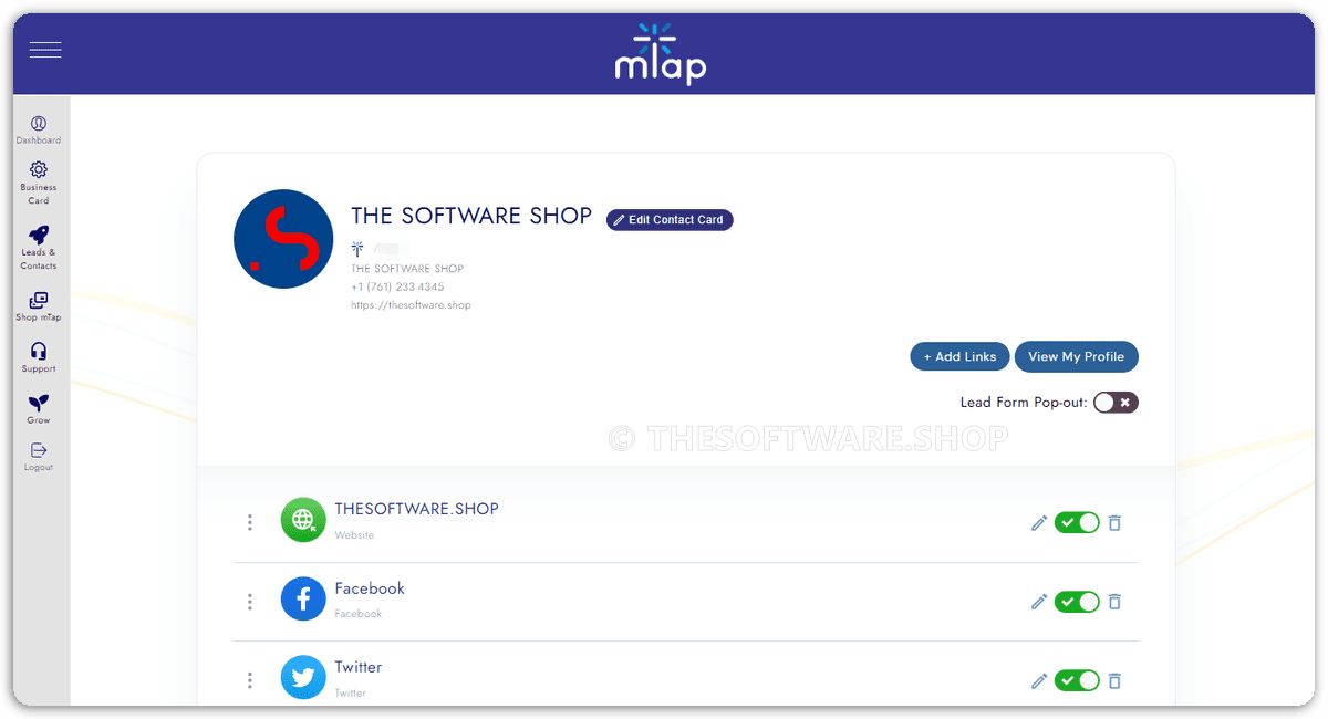 mTap Business Card Editor