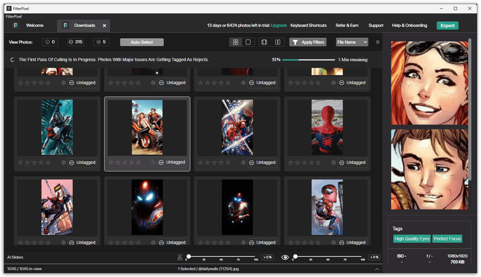 FilterPixel Pro grid view