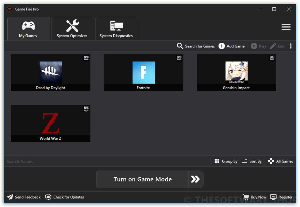 Game Fire 7 Pro - Main Interface