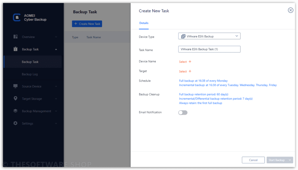 AOMEI Cyber Backup Premium Backup Task