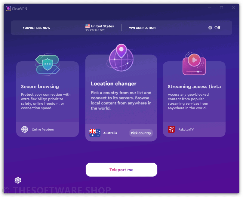 ClearVPN 2 Premium Main Interface
