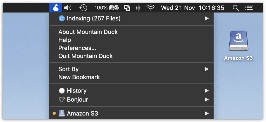 Mountain Duck Status Bar MacOS