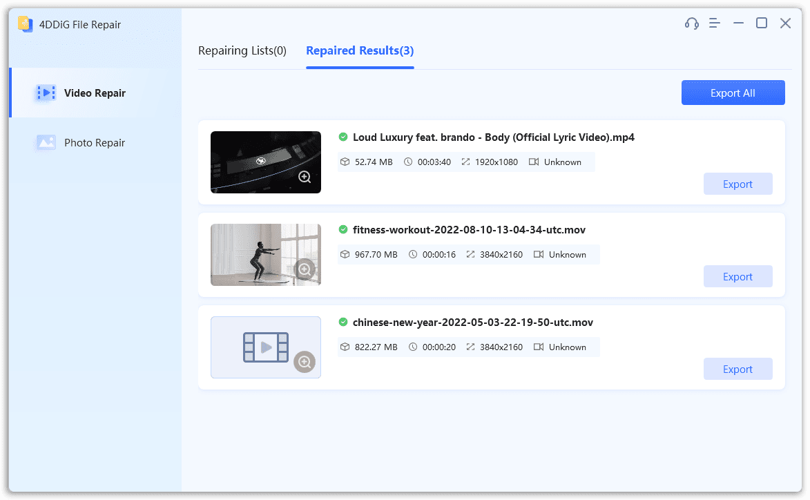 Video Repaired Result