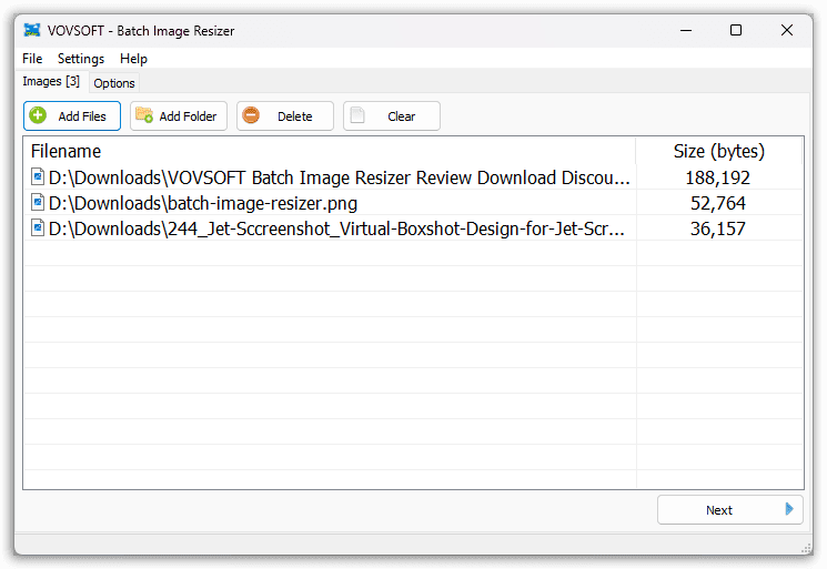 VOVSOFT Batch Image Resizer Add Image