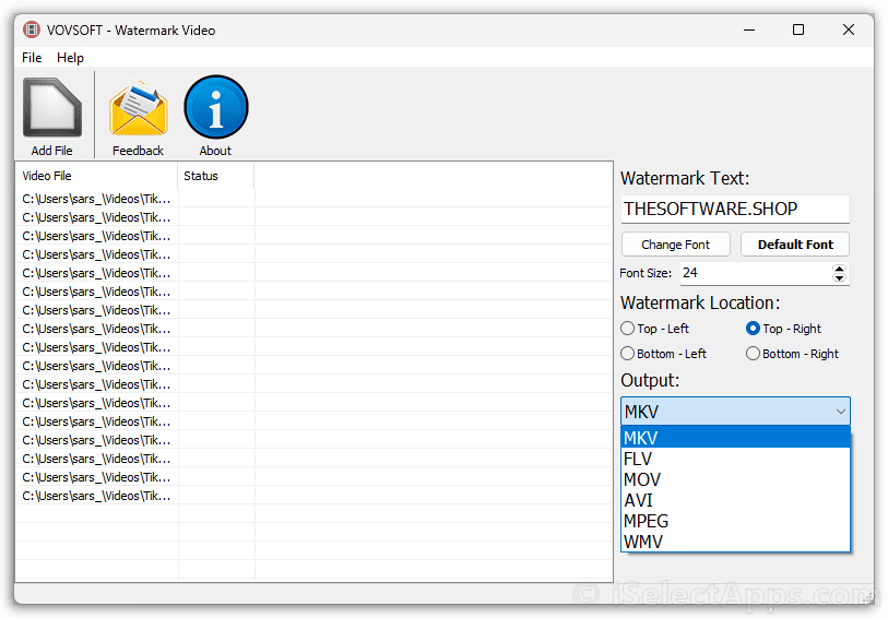 Vovsoft Watermark Video Output