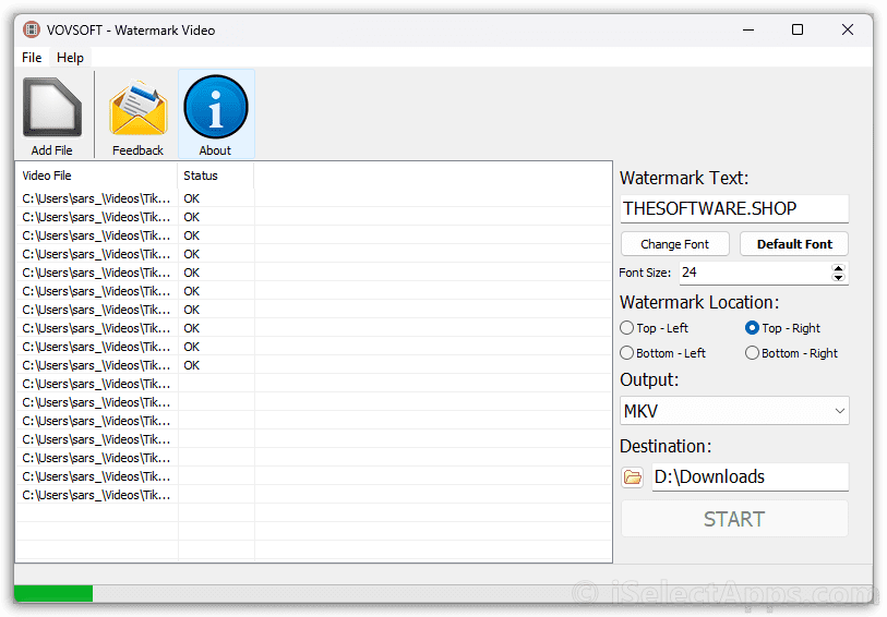Vovsoft Watermark Video Status