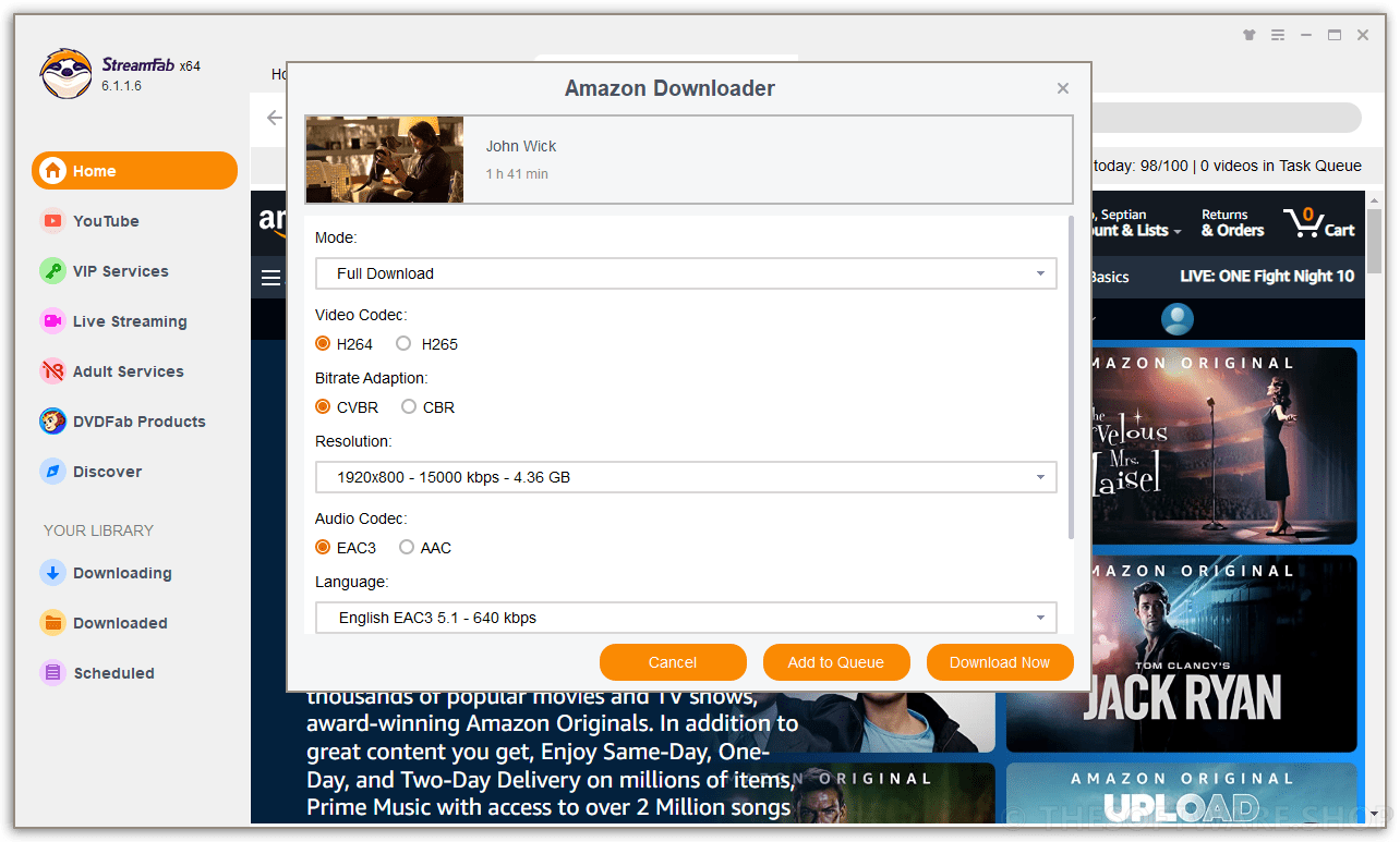 StreamFab Amazon Downloader Options