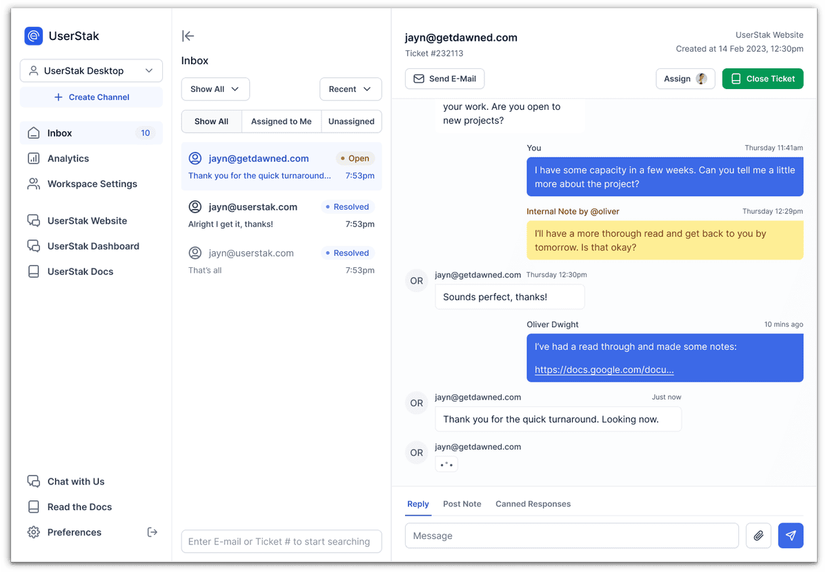 UserStak Unified Inbox