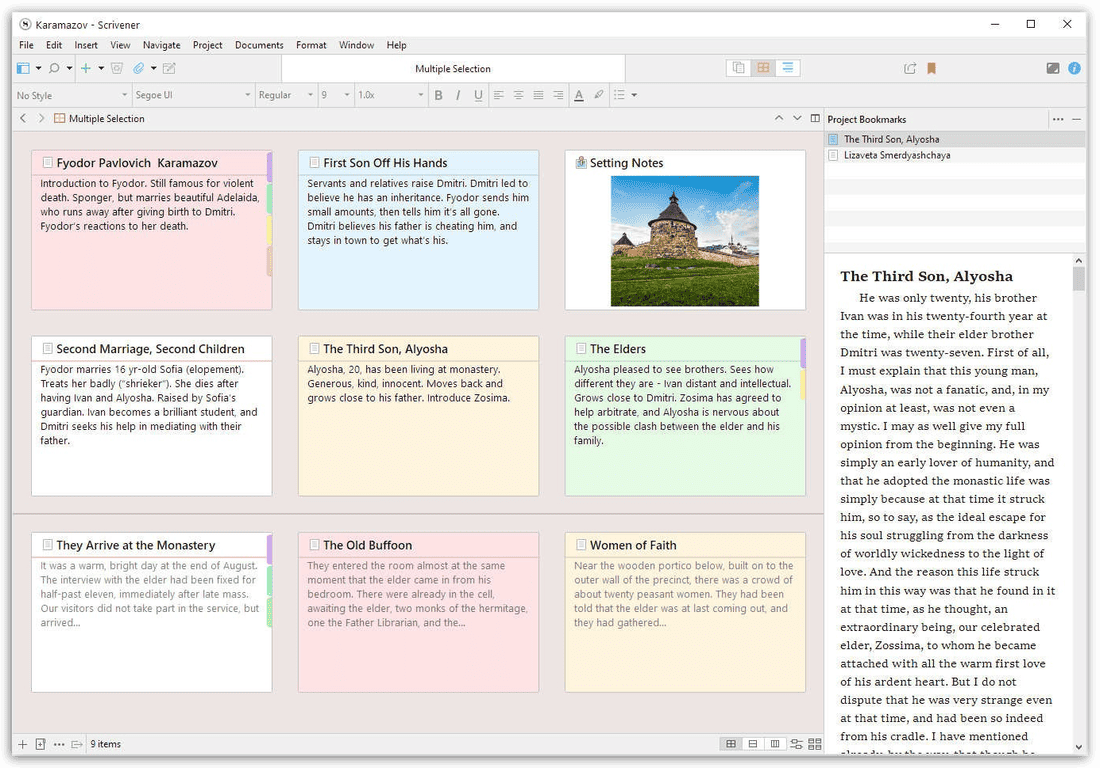 Scrivener Corkboard