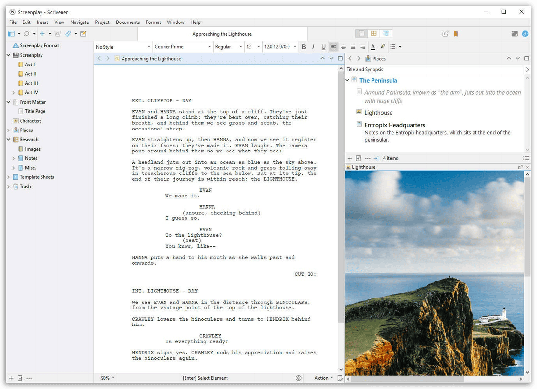 Scrivener Document Side-byside