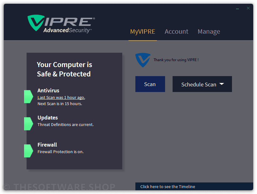 VIPRE Advanced Security Main Interface