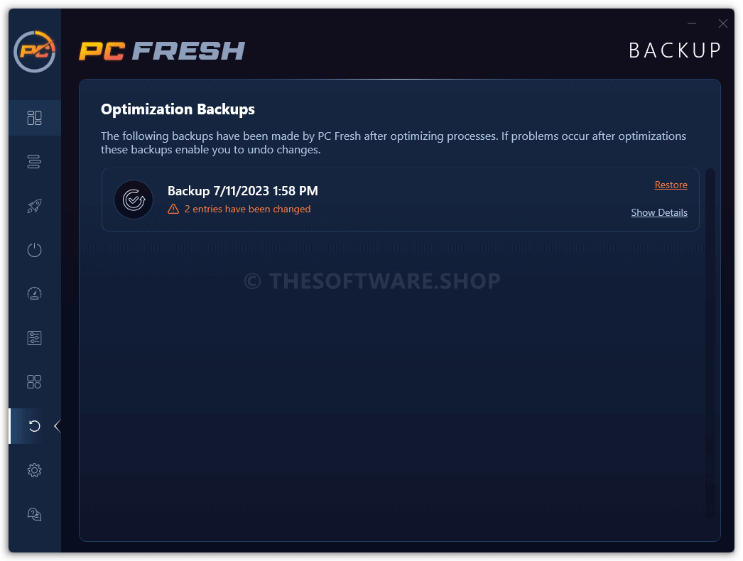 Abelssoft PC Fresh 2023 Screenshot - Backup
