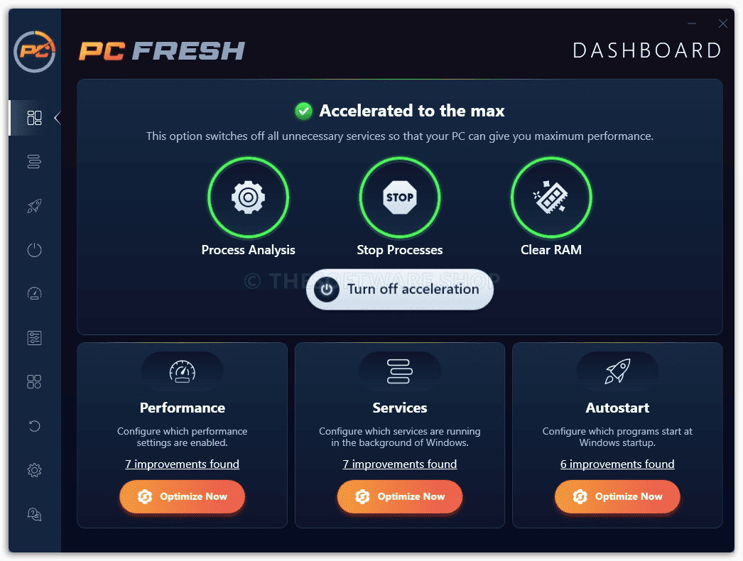 Abelssoft PC Fresh 2023 Screenshot - Turn on Acceleration
