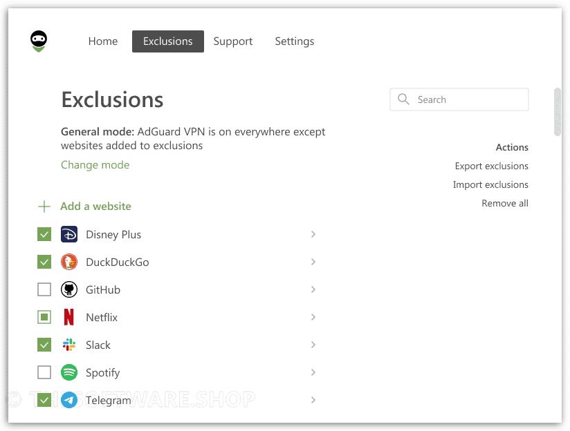 AdGuard VPN Exclusions