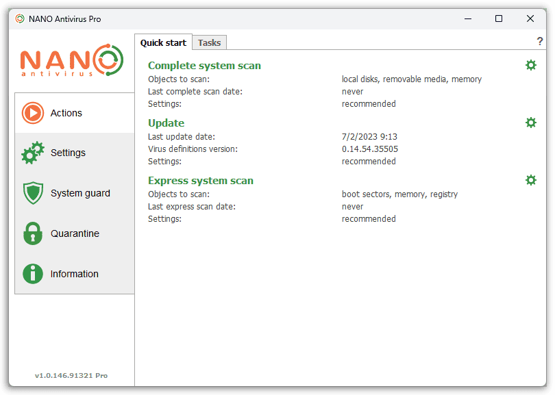 NANO Antivirus Pro - Quick Start