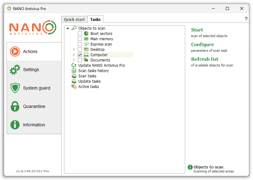 NANO Antivirus Pro - Task
