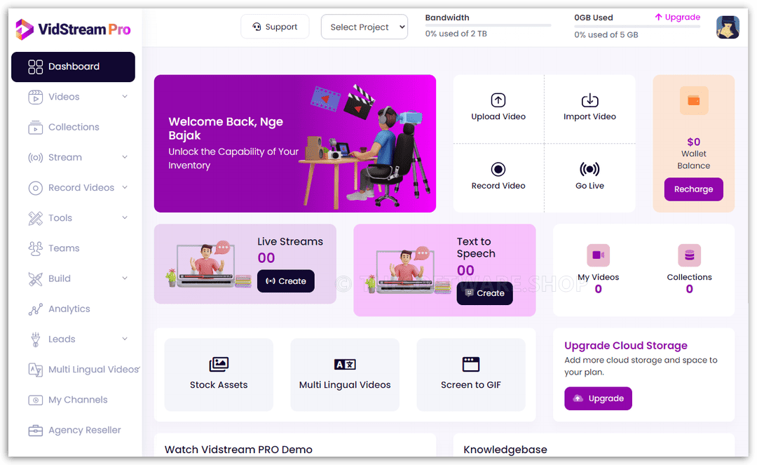 Vidstream Pro Dashboard