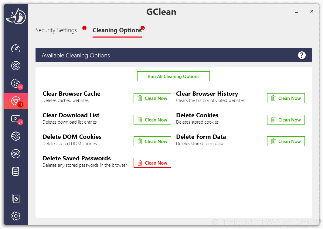 Abelssoft GClean - Chrome Cleaning Options