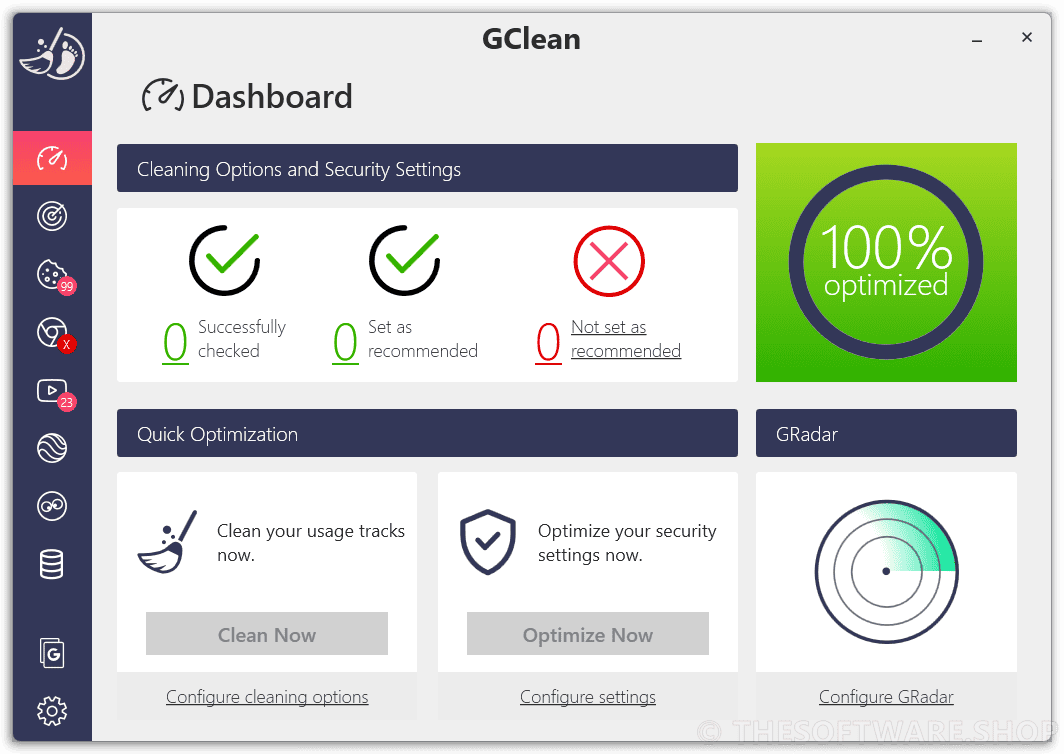 Abelssoft GClean - Dashboard