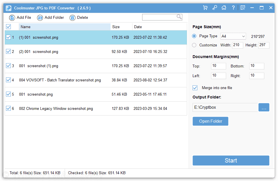 Coolmuster JPG to PDF Converter Added Files