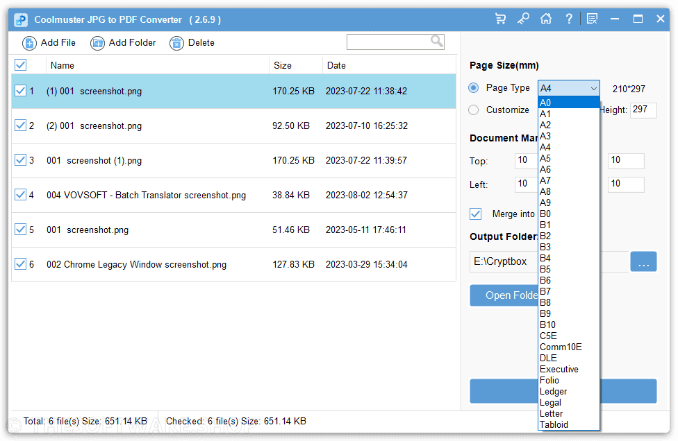 Coolmuster JPG to PDF Converter Page Size