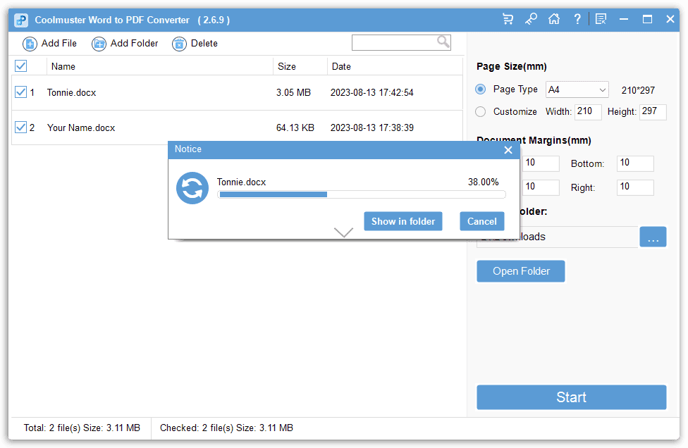 Coolmuster Word to PDF Converter Processing
