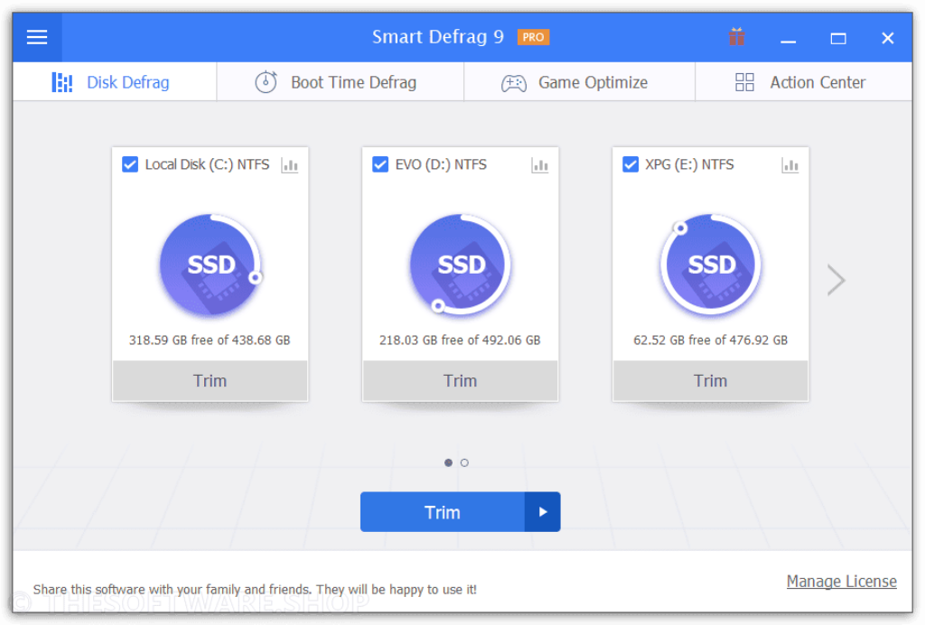 IObit Smart Defrag 9 Pro - Light Skin