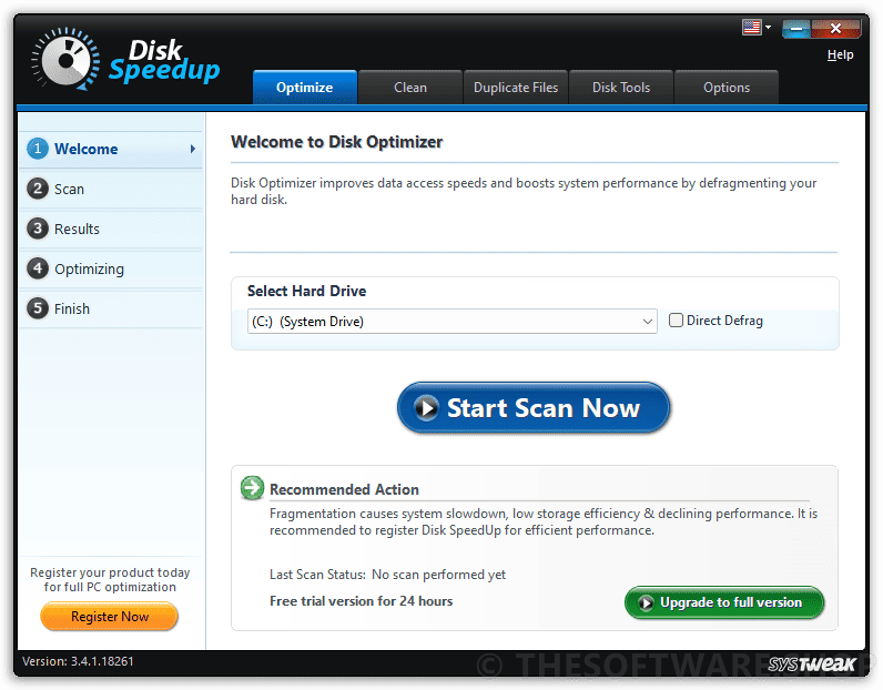 Systweak Disk Speedup welcome