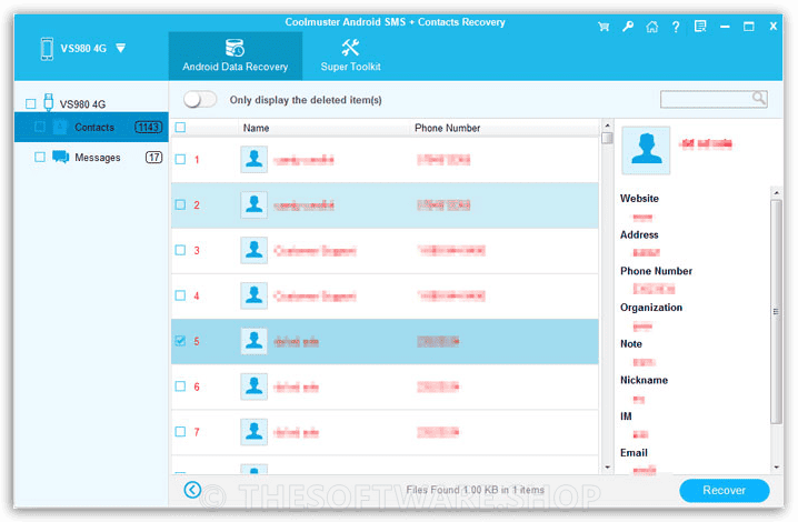 Coolmuster Android SMS Contacts Recovery Contaacts
