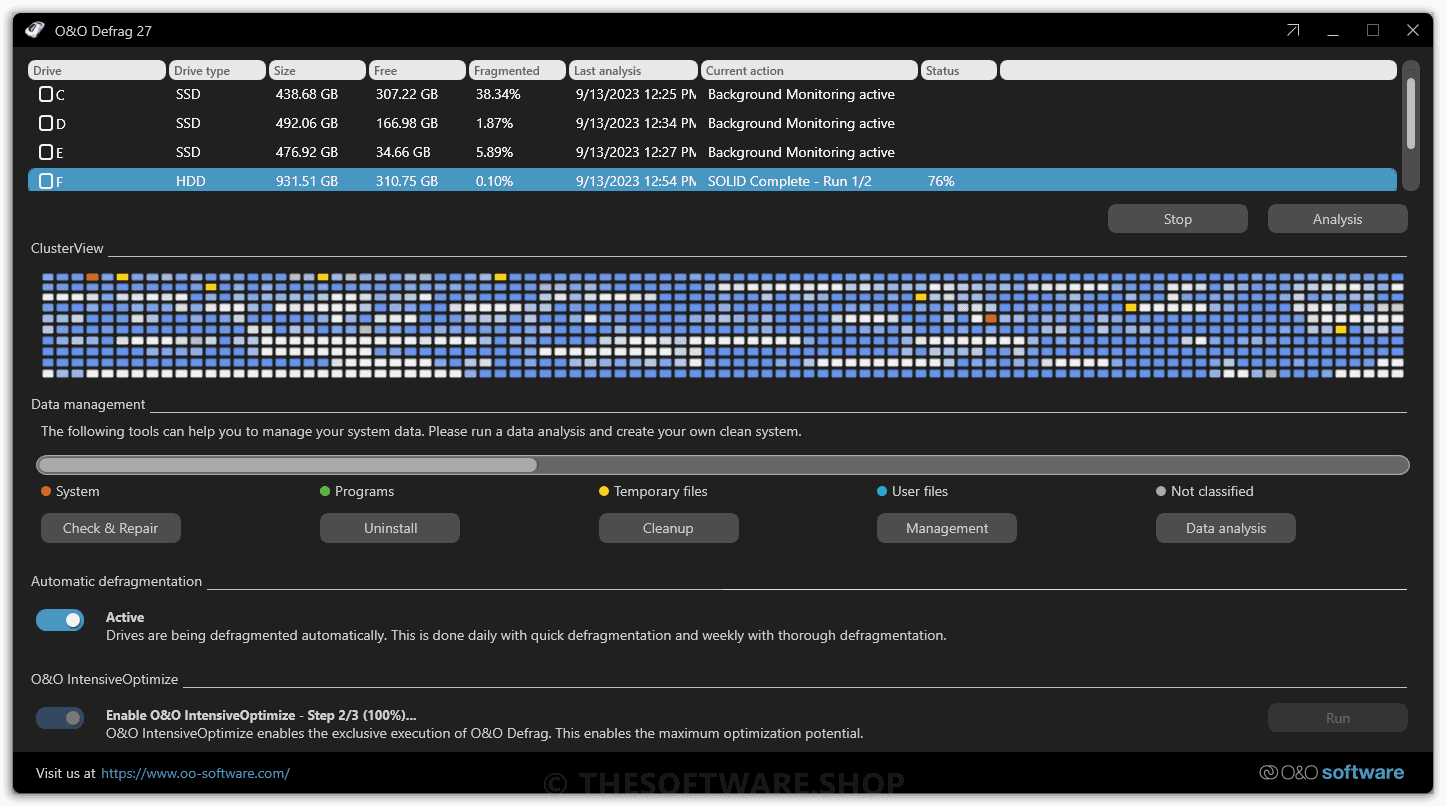 O&O Defrag 27 Professional - Modern UI Dark