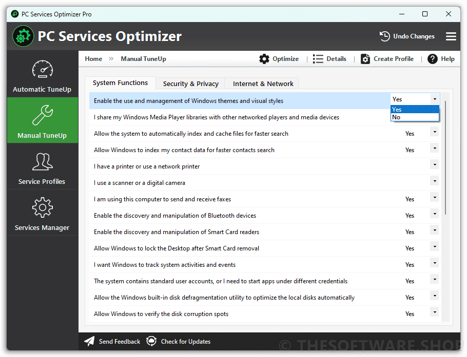 PC Services Optimizer 4 Pro - Manual Tuneup