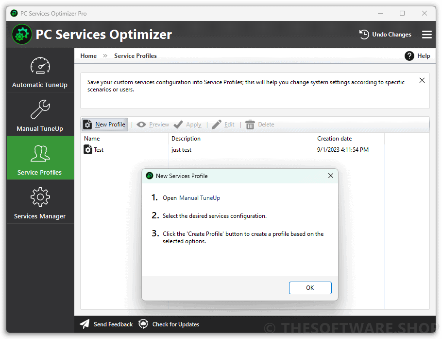 PC Services Optimizer 4 Pro - Service Profiles