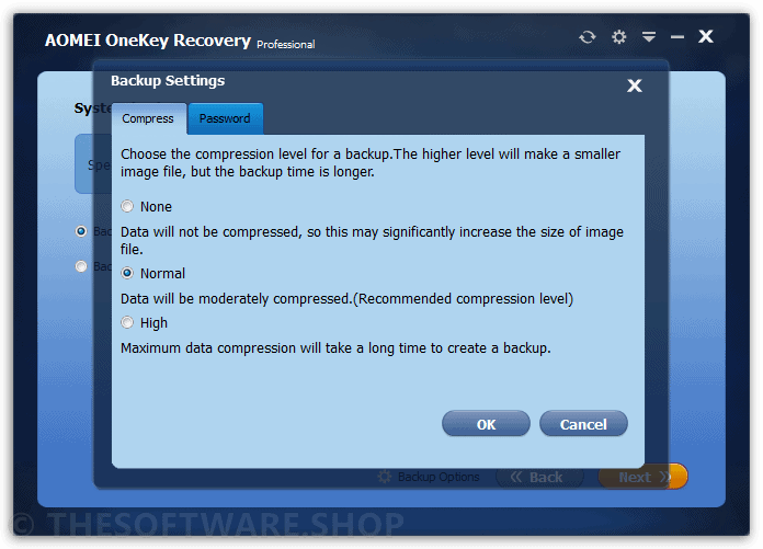 AOMEI OneKey Recovery Professional Backup Settings