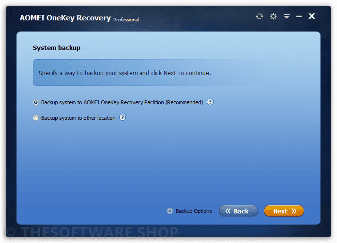 AOMEI OneKey Recovery Professional System Backup