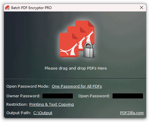 Batch PDF Encryptor PRO Screenshot