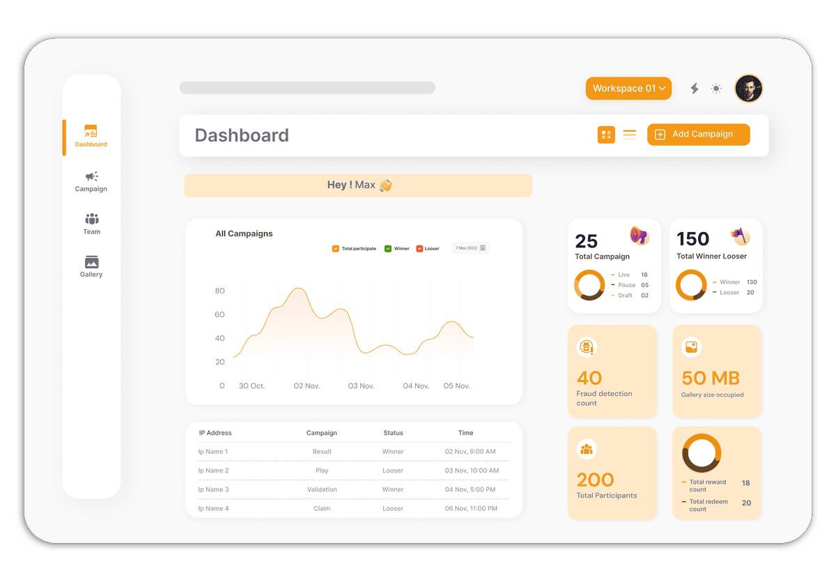 Gamify Route Dashboard UI