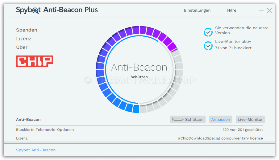 Spybot Anti Beacon Plus Interface