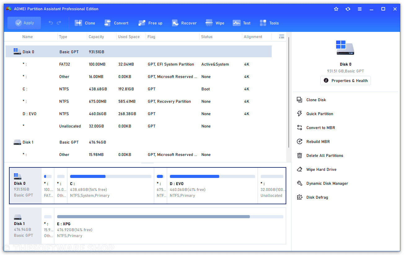 AOMEI Partition Assistant 10 Pro Screenshot