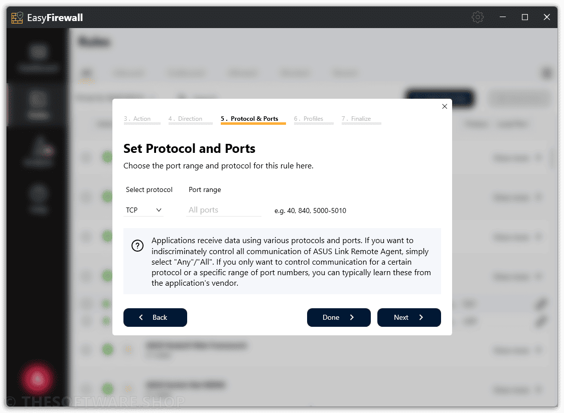 Abelssoft EasyFirewall - New or edit Rules