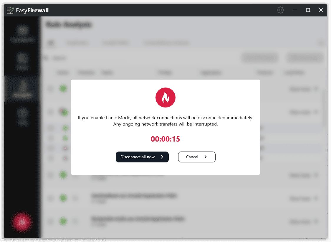 Abelssoft EasyFirewall - Panic Mode