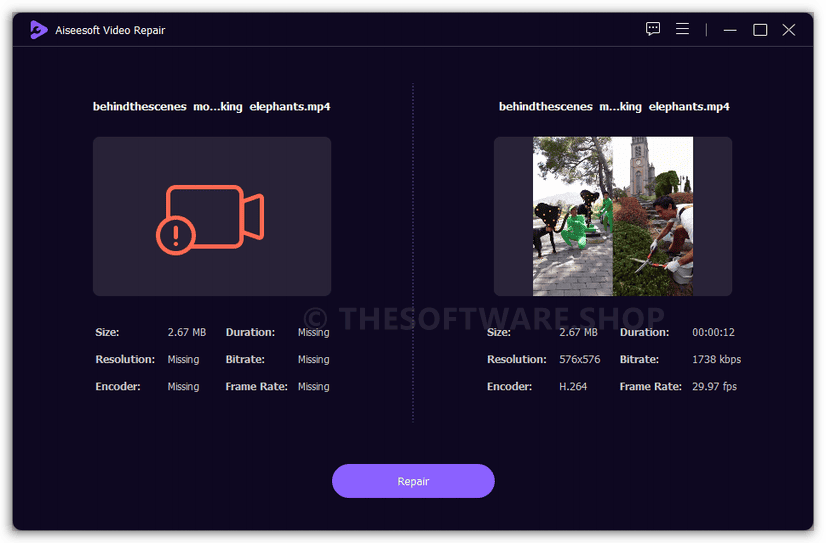 Aiseesoft Video Repair - Added Sample