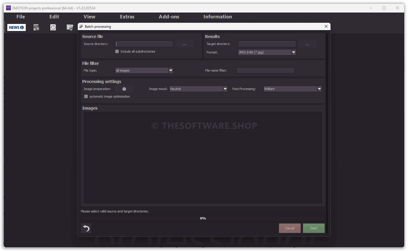EMOTION projects Professional - Batch processing
